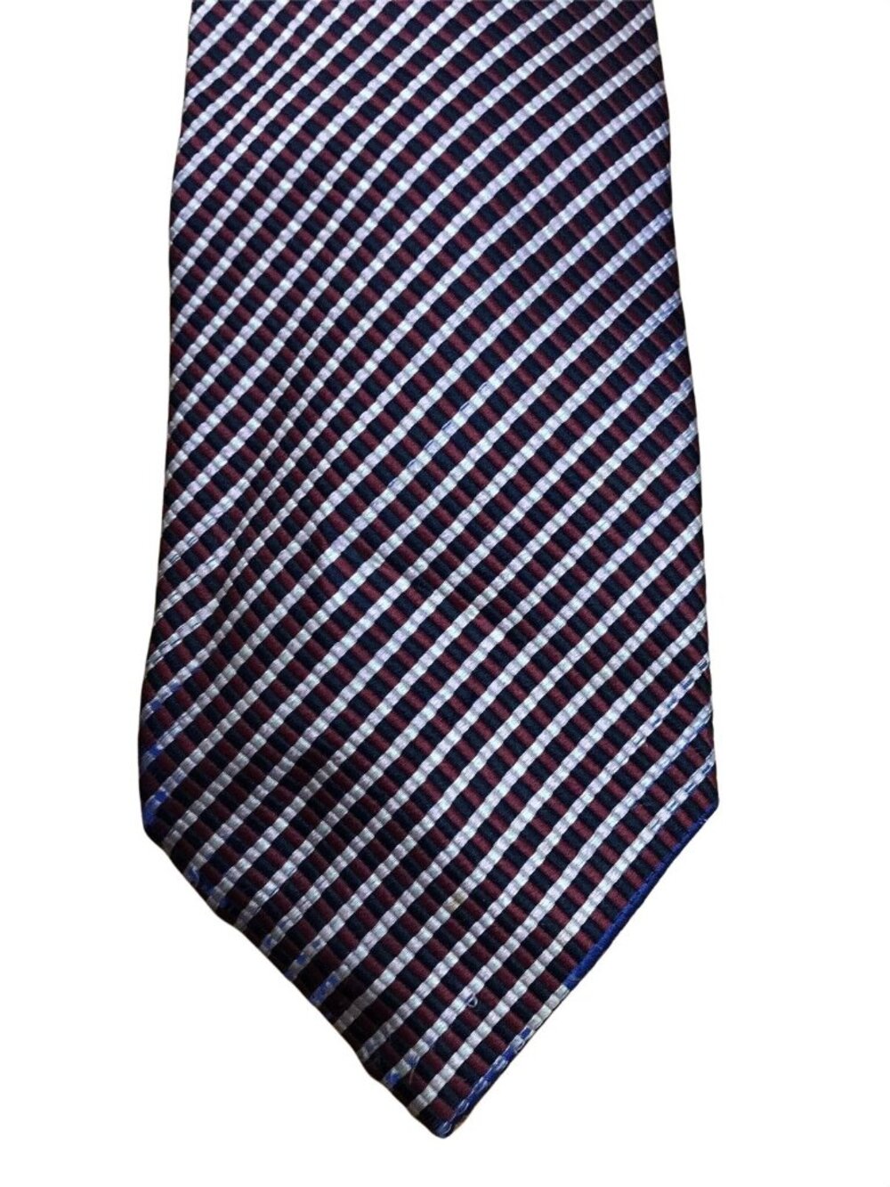 Moss 1898 Mens Tie Red White Blue 100 Silk Designer Classic Thin Striped